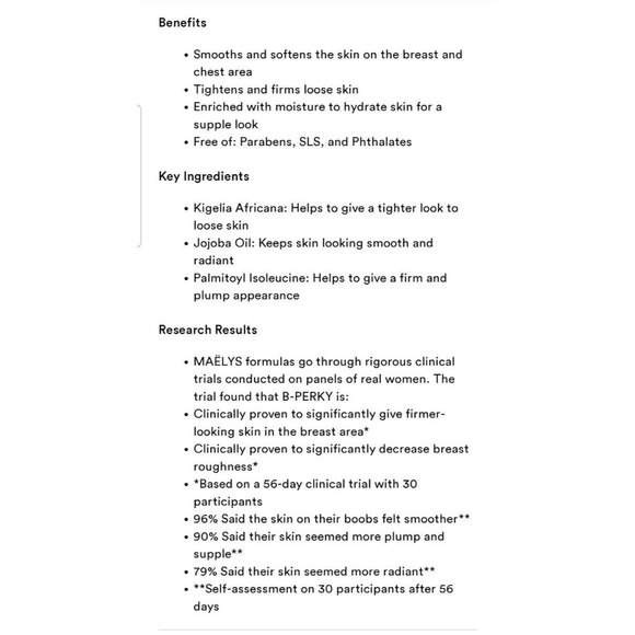 MAËLYS B Perky Lift & Firm Breast Mask 3.38 oz New In Box Large Size - Picture 8 of 9